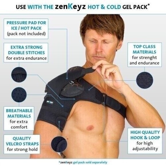 ZenKeyz  Active Living - Unisex Shoulder Brace - Black Color - Size Larg… - Picture 2 of 4